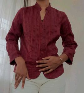 Maroon Button-Up Shirt