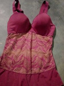 Burgundy Lace Bodysuit Tummy Tucker