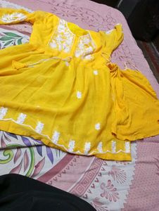 Yellow EmbroideredTop For women with innerwear