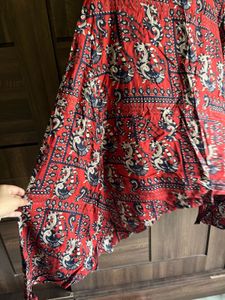 Red Printed Fish cut kurta