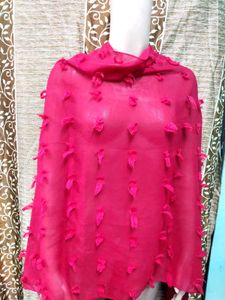 Dhamaka Offe Dupatta Stole Red Jhalar georgett