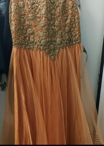 Heavy Golden Thread Work Silk Netted Gown
