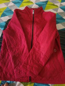 Red Quilted Zip-Up Jacket