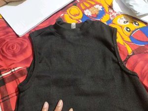 Sleeveless Black Mock Neck Top