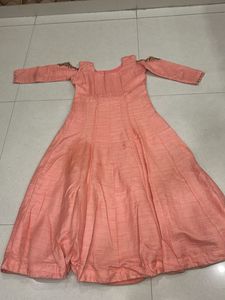 Peach Embroidered Cold Shoulder Dress