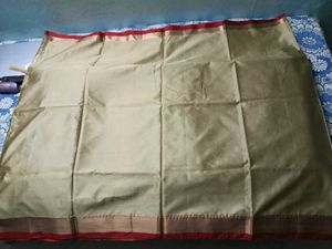 Brand New CottonSilk Saree with Golden SmallLaceBo