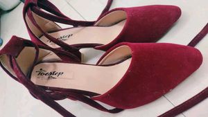 Burgundy Velvet Tie-Up Heels