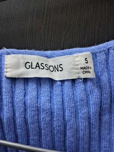 Blue Ribbed Knit Cardigan