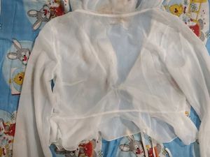 White Sheer Ruffle Top