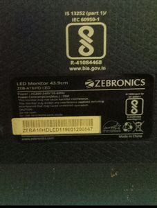 ZEBRONICS Monitor Great Working Condition 17 Inch