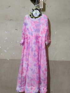 Pink Long Goun Frock Formal Daily Wear Can Carry