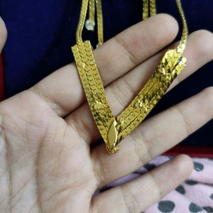 Gold Tone Omega &#34;Choker&#34; Necklace With Channel Set