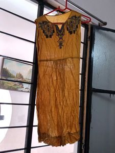Yellow Sleeveless Embroidered Top