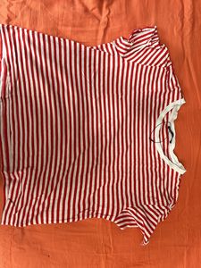 Cotton striped T-shirt, Red and white