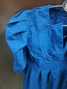 Chic Blue Puff Sleeve Dress