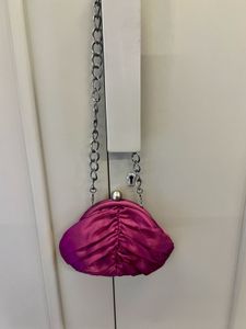 Magenta Party Clutch with Chain