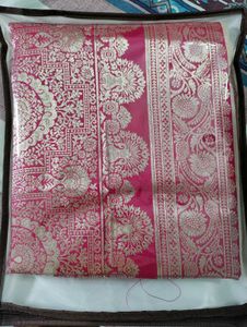 Pink &amp; Gold Banarasi Silk Saree