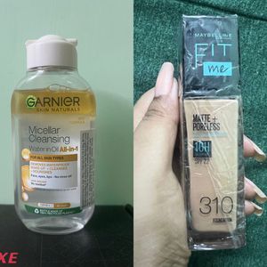Maybelline Foundation & Garnier Micellar Cleaning