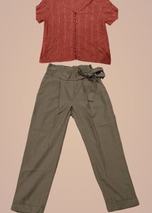 Rust Top &amp; Tie-Waist Pants Set