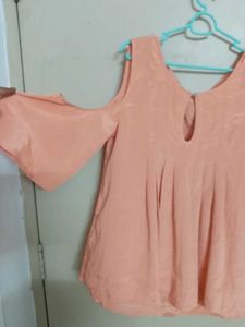Peach Cold Shoulder Top