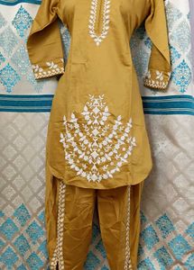 Gold Color Dhoti Patten Cord Set