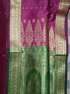 Purple &amp; Green Banarasi Silk Saree