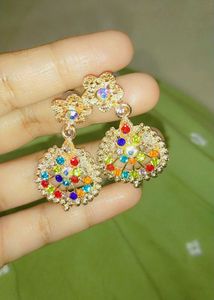 Colorful Gemstone Flower Drop Earrings