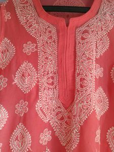 Coral Chikankari Kurta
