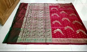 Flaunt Red Maroon golden Banarasi Saree