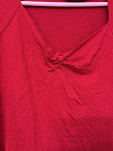 Fully Strachable Pure Red Cotton Branded Top