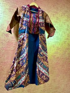 Women Three Pice Dress Crop Top Jacket With Pa