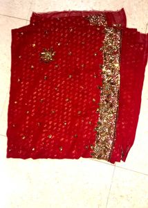 Red Embroidery Wrork Sareee