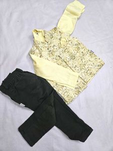 Cream Green Suit Set