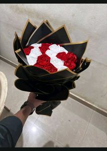 Red &amp; White Ribbon Rose Bouquet