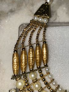 Bridal White Moti And Golden Necklace