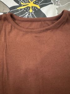Brown Ribbed T-Shirt