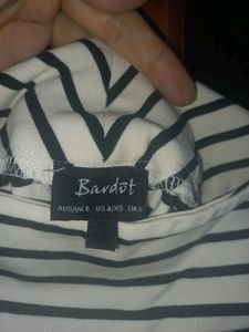 White Strip Bardot Top