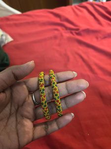 Beautiful Bangles With Green And Maroon Stones