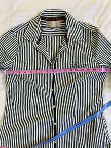 Green Striped Button-Down Shirt Bust 32-34