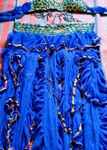 Blue Beaded Belly Dance Costume