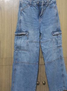 Vintage Light Wash Denim Cargo Pants
