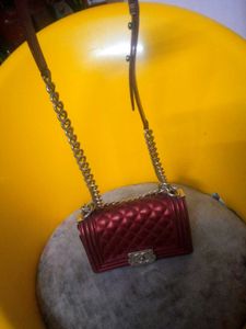 Burgundy Quilted Crossbody Bag
