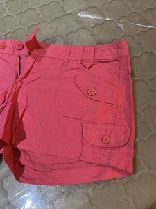Salmon Pink Buttoned Shorts Size US 10