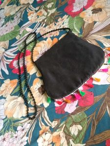 Embroidered Handbag with Beaded Strap