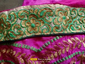 Pink Embroidered Sari Fabric