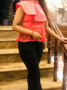 Ruffle &amp; Lace Peplum Top