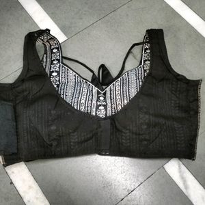 Black Colour Chicken Work Sequence Blouse