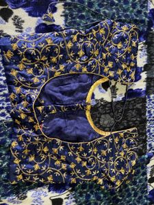 Embroidered Navy Blouse
