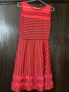 Coral & Black Striped Dress