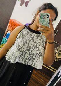Beautiful Black Nd White Net Dres🖤🤍